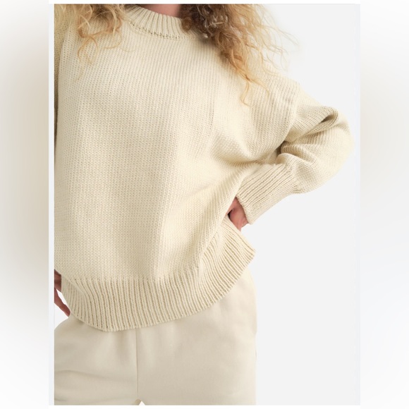 MATE the Label Sweaters - MATE The Label Organic Cotton Chunky Knit Crew Sweater in Cream Ivory M/L